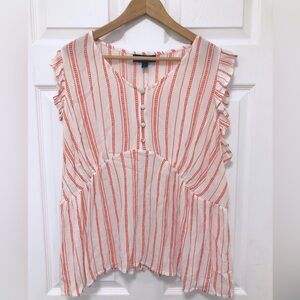 Lane Bryant Red and White Ruffled Blouse Top Size 18